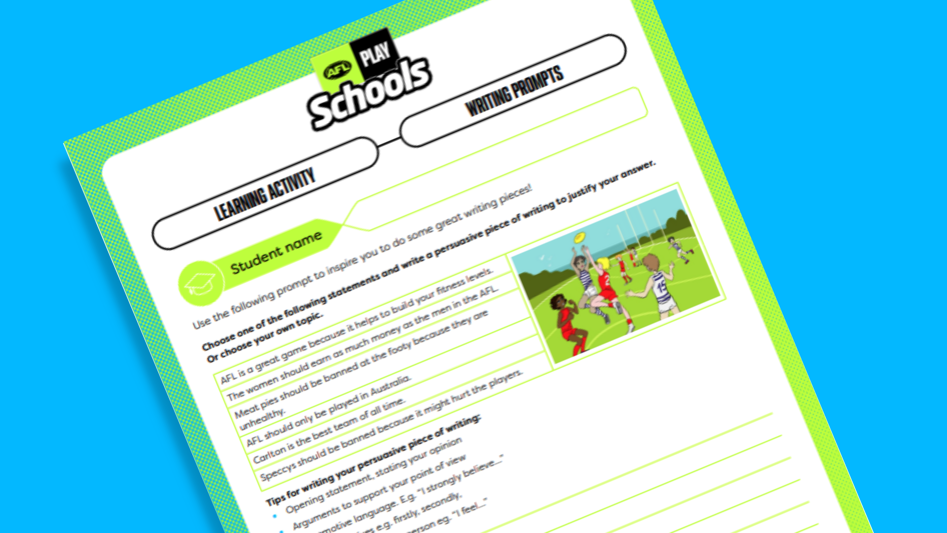 Persuasive Writing - Stage 3 - Play AFL