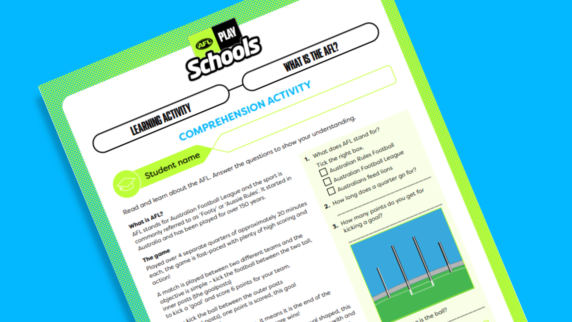 What is the AFL? (Comprehension Task) - Stage 1 - Play AFL