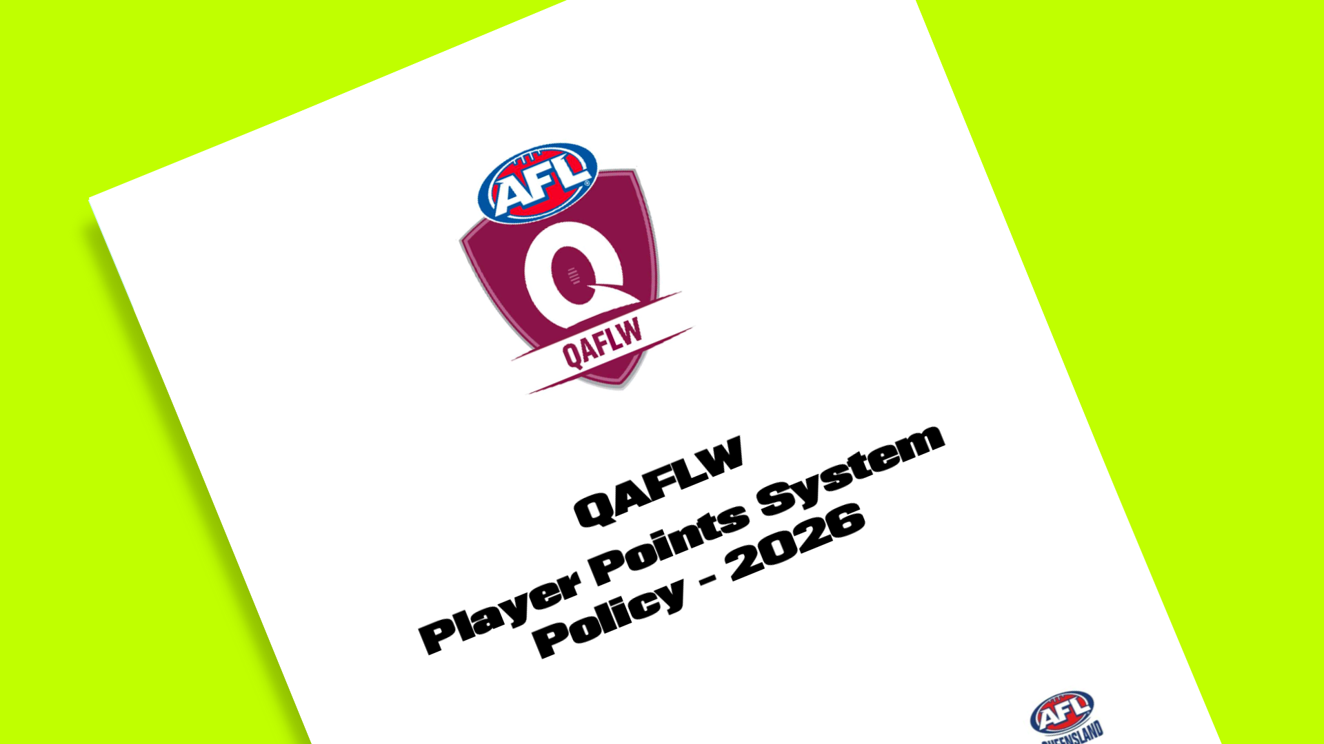 QAFLW Player Points System Policy - Play AFL