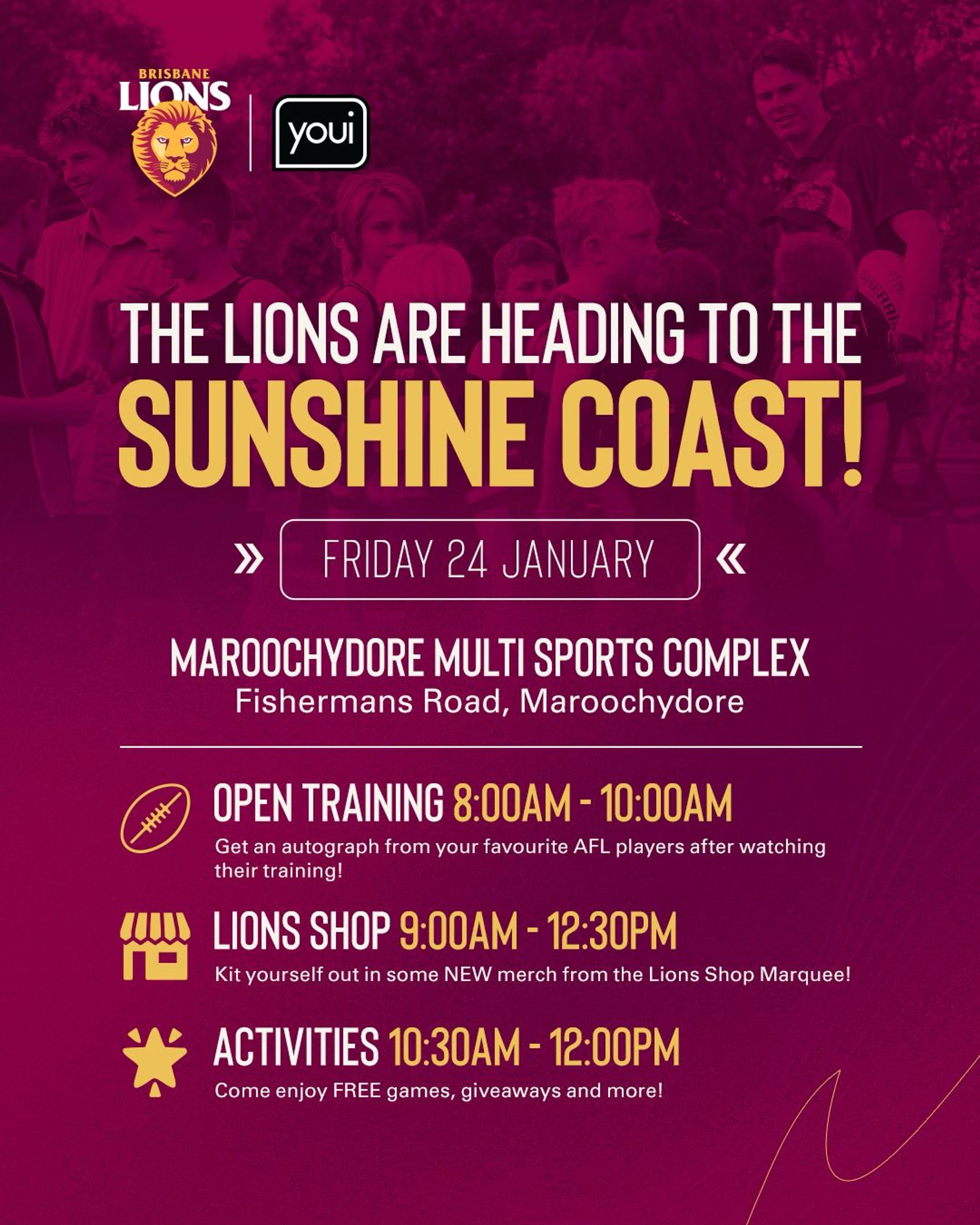 Lions set to return to the Sunshine Coast for 2025 Community Camp