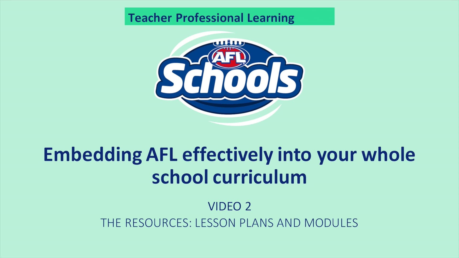Professional Learning Series - Lesson plans and modules of work - Play AFL